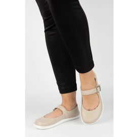 Ballerinas Women Ballerinas Olivier 1286 - Zapatos de cuero con una hebilla para las estilizaciones cotidianas y elegantes beige 10