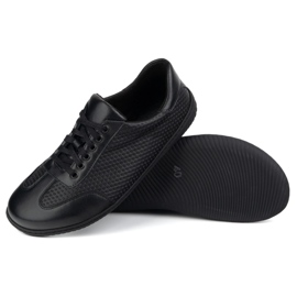 WASAK Zapatos de cuero minimalista de hombres descalzos 0742WK negro presionado en el fondo negro 2