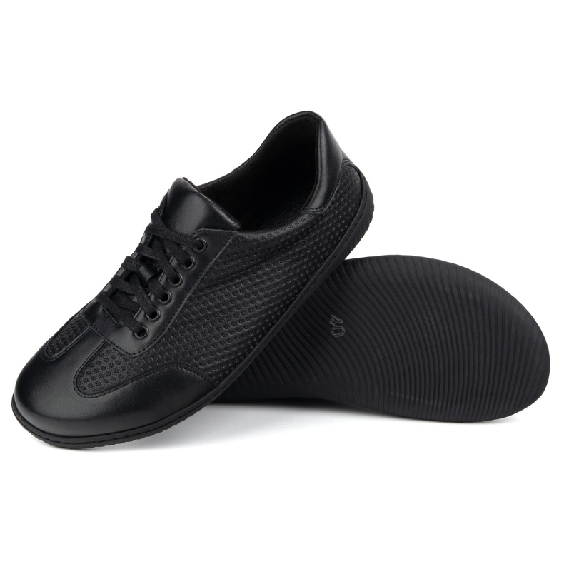WASAK Zapatos de cuero minimalista de hombres descalzos 0742WK negro presionado en el fondo negro 2