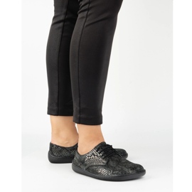 Olivier Zapatillas de zapatillas minimalistas de mujer descalzo 1288pol serpiente negra negro 9