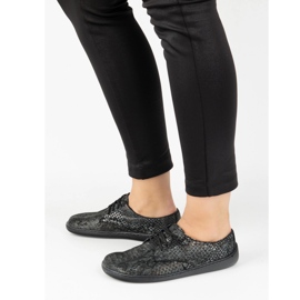 Olivier Zapatillas de zapatillas minimalistas de mujer descalzo 1288pol serpiente negra negro 7