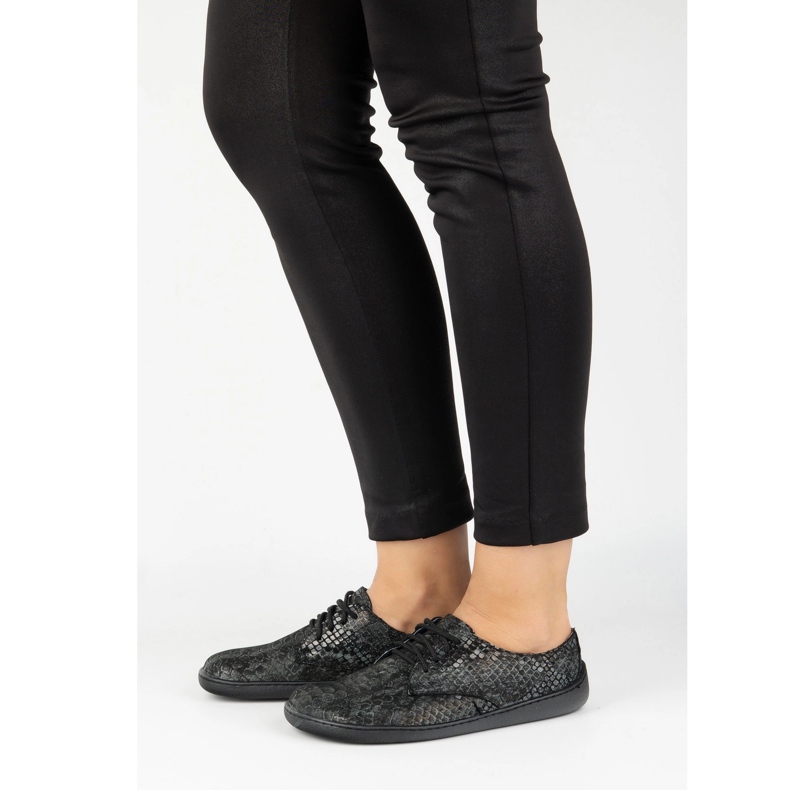 Olivier Zapatillas de zapatillas minimalistas de mujer descalzo 1288pol serpiente negra negro 1