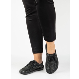 Olivier Zapatillas de zapatillas minimalistas de mujer descalzo 1288pol serpiente negra negro 10