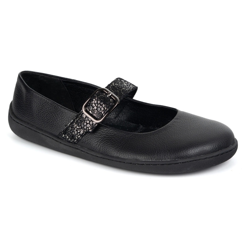 Ballerinas femeninos descalzos Olivier 1770pol de cuero con hebilla negra negro 1