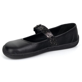 Ballerinas femeninos descalzos Olivier 1770pol de cuero con hebilla negra negro 2
