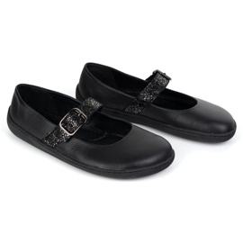 Ballerinas femeninos descalzos Olivier 1770pol de cuero con hebilla negra negro 3