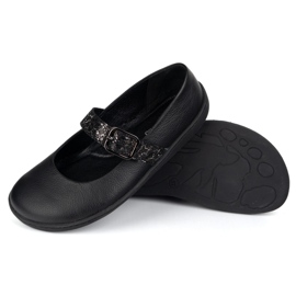 Ballerinas femeninos descalzos Olivier 1770pol de cuero con hebilla negra negro 4