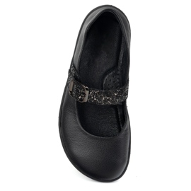 Ballerinas femeninos descalzos Olivier 1770pol de cuero con hebilla negra negro 7