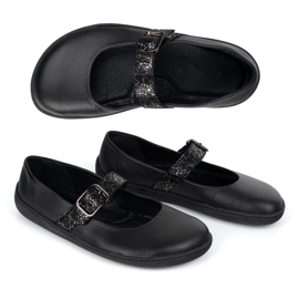 Ballerinas femeninos descalzos Olivier 1770pol de cuero con hebilla negra negro 8