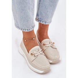 Zapatos de cuero hechos de cuero natural en la plataforma de beige Artiker 56C2102 5