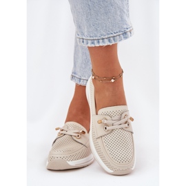 Zapatos de cuero hechos de cuero natural en la plataforma de beige Artiker 56C2102 3