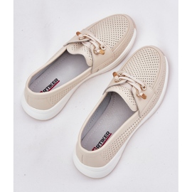 Zapatos de cuero hechos de cuero natural en la plataforma de beige Artiker 56C2102 7
