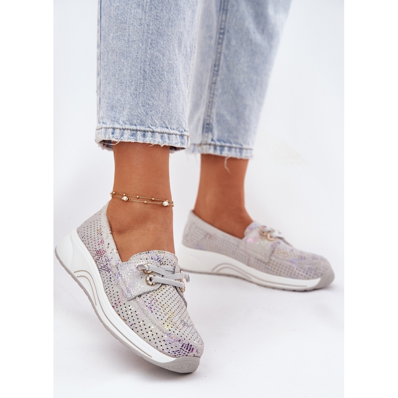 Zapatos de gamuza hechos de cuero natural en la plataforma Gray Artiker 56C2104 gris 2