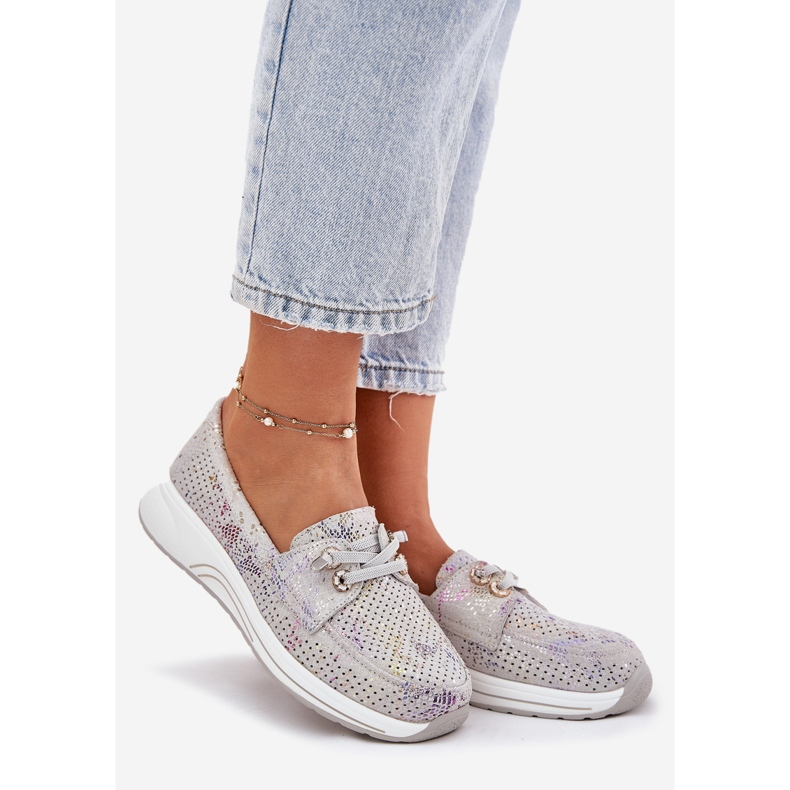 Zapatos de gamuza hechos de cuero natural en la plataforma Gray Artiker 56C2104 gris 1