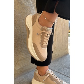 Zapatillas de ante femeninas en la plataforma Big Star RR274A345 Hi-Poly Dark-Line beige 10