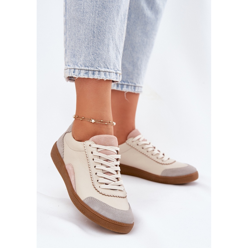 Zapatillas de cuero para mujeres Zazoo N1220 beige 2