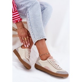 Zapatillas de cuero para mujeres Zazoo N1220 beige 7