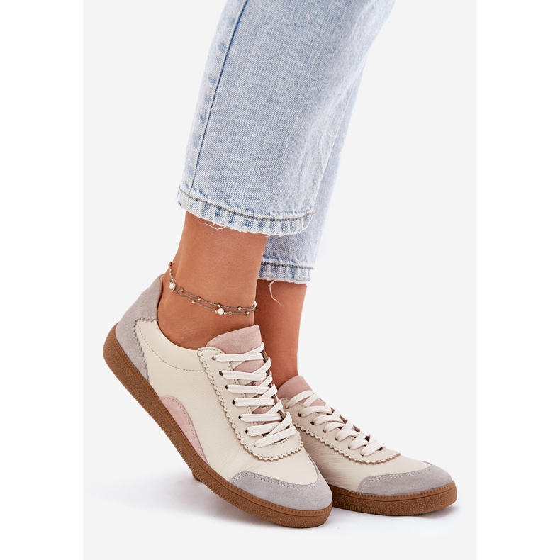 Zapatillas de cuero para mujeres Zazoo N1220 beige 1