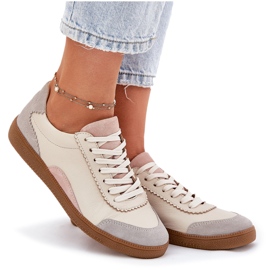 Zapatillas de cuero para mujeres Zazoo N1220 beige 9