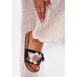 Evento Chanclas para mujeres con flores en la plataforma de corcho negro 6