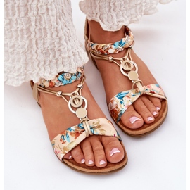 Sandalias de mujeres planas con cinturón trenzado y decoración Artiker 56C1316 PLN dorado 5