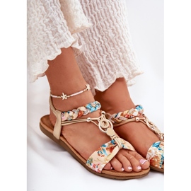 Sandalias de mujeres planas con cinturón trenzado y decoración Artiker 56C1316 PLN dorado 8