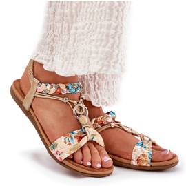 Sandalias de mujeres planas con cinturón trenzado y decoración Artiker 56C1316 PLN dorado 9