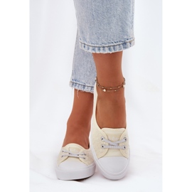 Zapatillas de zapatillas con bordado con bordado Lee Cooper LCW-25-31-3445L beige 3