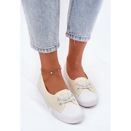 Zapatillas de zapatillas con bordado con bordado Lee Cooper LCW-25-31-3445L beige 5