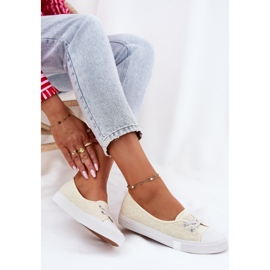 Zapatillas de zapatillas con bordado con bordado Lee Cooper LCW-25-31-3445L beige 7