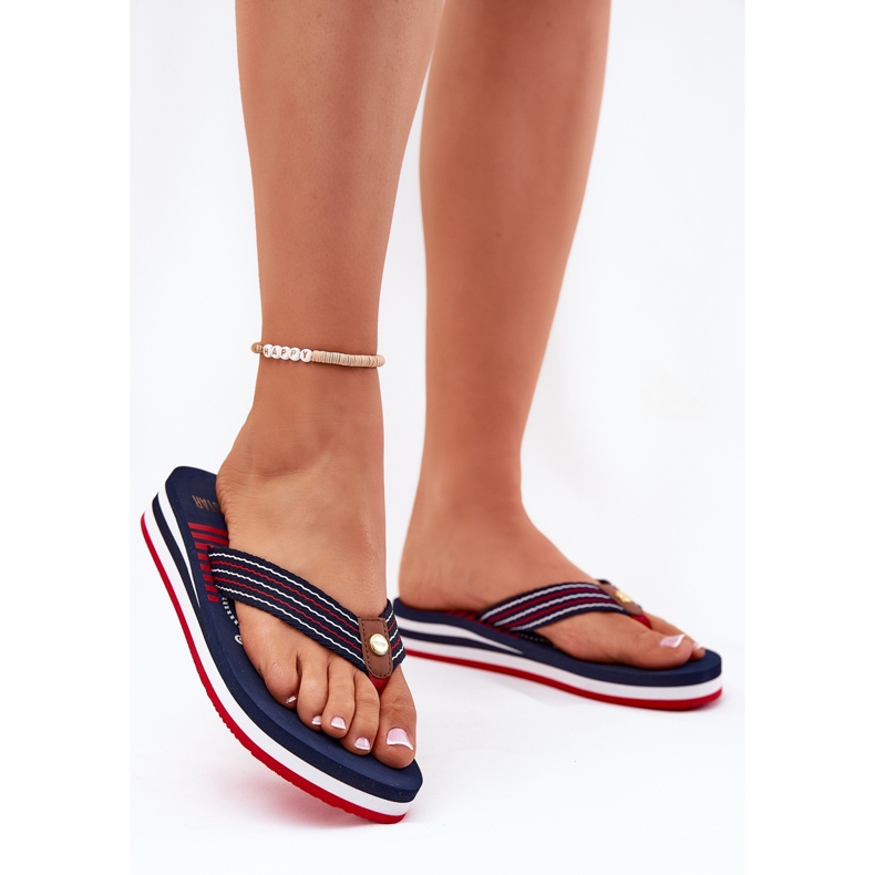 Flip Flip -Flops Flip -Flops on Wedge Big Star RR274A126 Navy Blue azul 2