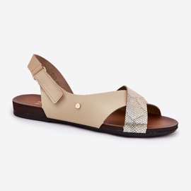 Sandalias de cuero para velcro zazoo 40141 beige-din 4