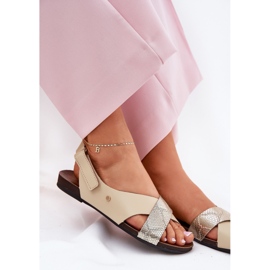 Sandalias de cuero para velcro zazoo 40141 beige-din 6