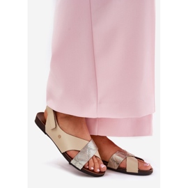 Sandalias de cuero para velcro zazoo 40141 beige-din 1