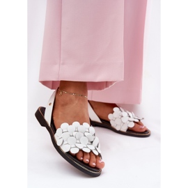 Sandalias de cuero con tacones planos Zazoo 40425 White blanco 6
