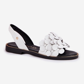 Sandalias de cuero con tacones planos Zazoo 40425 White blanco 8