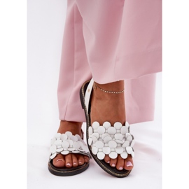 Sandalias de cuero con tacones planos Zazoo 40425 White blanco 7