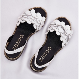 Sandalias de cuero con tacones planos Zazoo 40425 White blanco 12