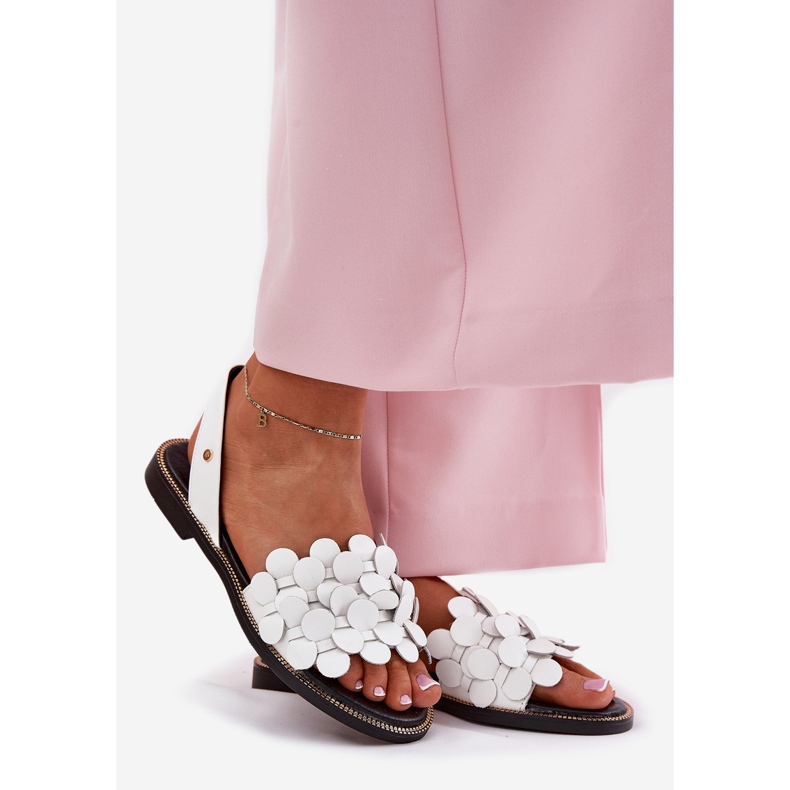 Sandalias de cuero con tacones planos Zazoo 40425 White blanco 1