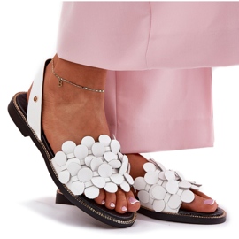 Sandalias de cuero con tacones planos Zazoo 40425 White blanco 14