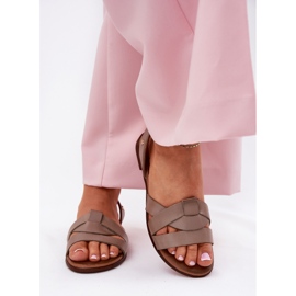 Zazoo 40185 cómodas sandalias de beige oscuro de cuero de cuero 3
