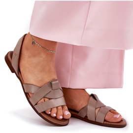 Zazoo 40185 cómodas sandalias de beige oscuro de cuero de cuero 10
