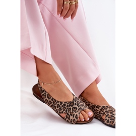Zazoo Sandalias de cuero para mujeres Leopardo marrón leopardo beige 9
