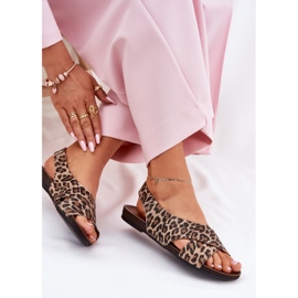 Zazoo Sandalias de cuero para mujeres Leopardo marrón leopardo beige 10
