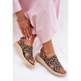 Zazoo ZaAzoo 40392 Sandalias de cuero LEOPARDO MARRÓN DE Mujer estampado beige 9