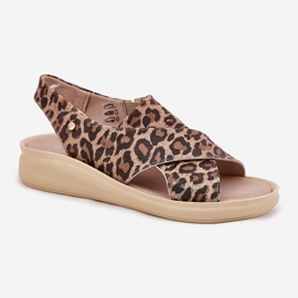Zazoo ZaAzoo 40392 Sandalias de cuero LEOPARDO MARRÓN DE Mujer estampado beige 7