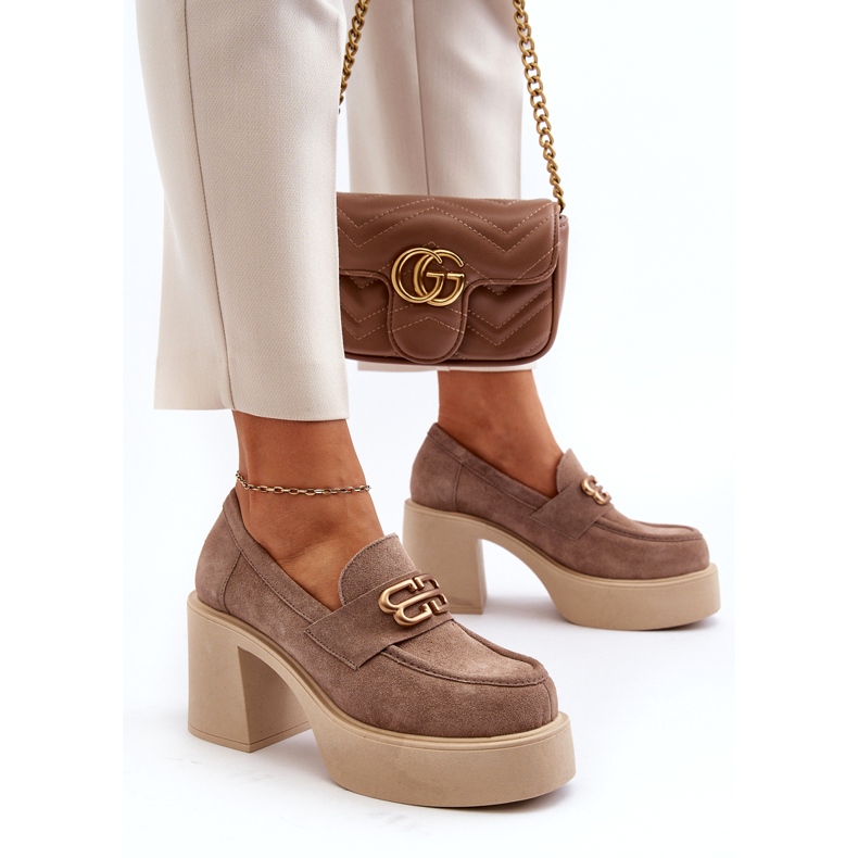 Zapatos de ante Zazoo 20170 en un espeso post beige 4