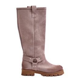 Botas por encima de la rodilla de mujer de ante Lewski 3615 Cappucino 4