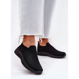 Zapatos deportivos sin cordones de tela negra para mujer negro 2