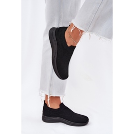 Zapatos deportivos sin cordones de tela negra para mujer negro 3